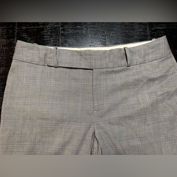 Banana Republic Martin Fit gray plaid cuffed wide leg trousers 16L - Picture 3 of 9